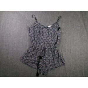 HM Romper Womens M Blue Geometric Print Spaghetti Strap Tassel Drawstring